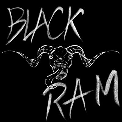 EP「ASS HOLE」のジャケット。黒地に白い筆文字の BLACK RAM ロゴと羊の頭蓋骨